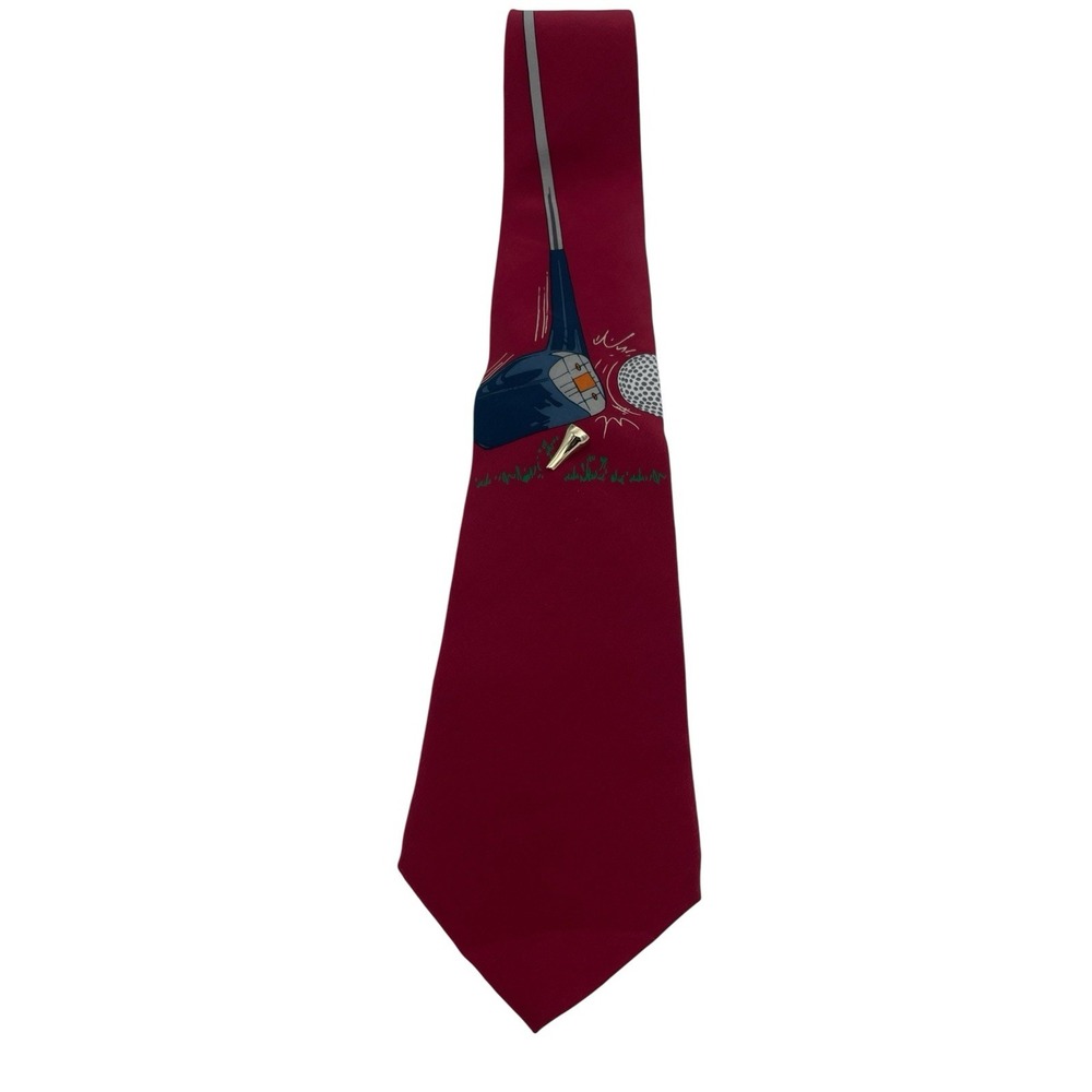 Vicky Davis Tie "The Drive" Golf‎ Ball Club Tee Necktie Maroon (TE12) USA Made